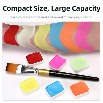 NUKOLO vees lahustuvad kehapigmendid, turvaline materjal, karbis pakendatud palett, kehamaalinguteks, litsentsiga privaatmärgid saadaval