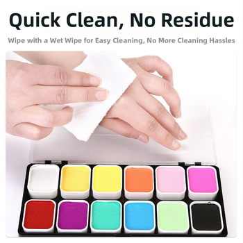 NUKOLO vees lahustuvad kehapigmendid, turvaline materjal, karbis pakendatud palett, kehamaalinguteks, litsentsiga privaatmärgid saadaval