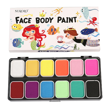 NUKOLO vees lahustuvad kehapigmendid, turvaline materjal, karbis pakendatud palett, kehamaalinguteks, litsentsiga privaatmärgid saadaval