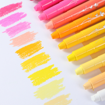 Детски комплект водноразтворими маслени пастели с въртящо се ядро, модел HWJ0005, пластмасов корпус, цветове 12/24/36/48