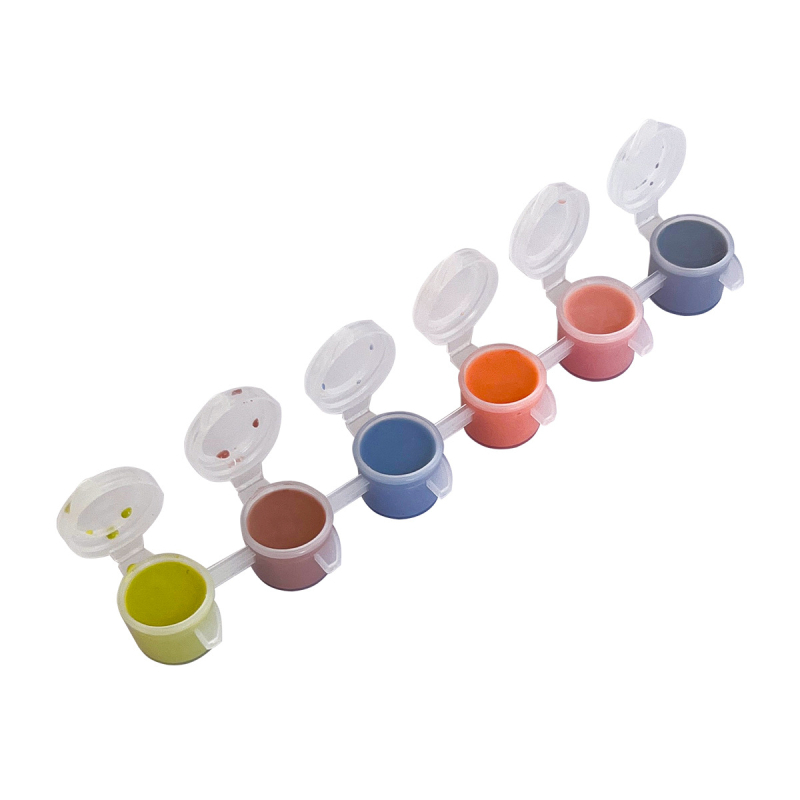 Alglazuuriga keramikapigmendi ribad – mineraalpigmentid, keskmise temperatuuriga glasuur, 3 ml per riba, 6 riba