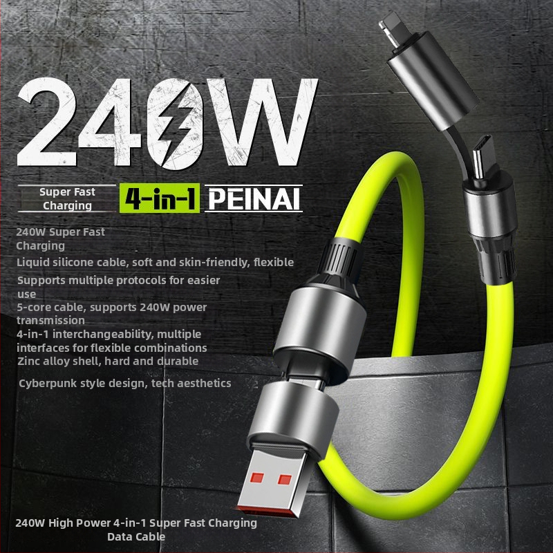 Visenmo 240W četveroinčni silikon kabel za podatke s USB, Lightning i USB-C priključcima