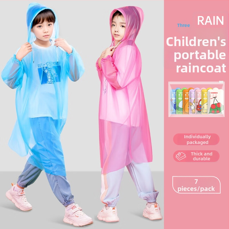 Laste ühekordselt kasutatav vihmamantel – cartoon stiilis, PVC kangas, veekindel PU liimikiht, sobib matkamiseks