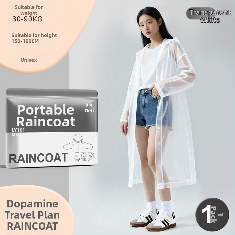 Ühekordne täiskasvanute vihmamantel väljakutseteks ja matkamiseks, PE kangas PE liimiga veekindla kihiga, tavaline paksus, ühe isiku ponšo