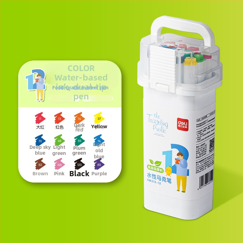 Deli markeripliiats – toidukvaliteediga, veepõhine, kahekordne ots, pestav akvarell pliiats lastele