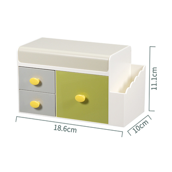 Stolni organizer za pohranu s ladicom i poklopom, držač olovke – model 5015, PS plast, kapacitet 1 L, dimenzije 18,6 × 10 × 11,1 cm, japanski stil