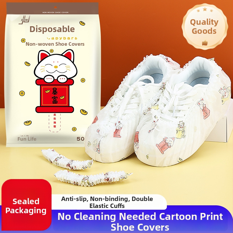 Vienkartiniai neaustų audinių apavo uždangalai, 50 vnt., dulkėms atsparūs ir neslystantys, namų naudojimui.