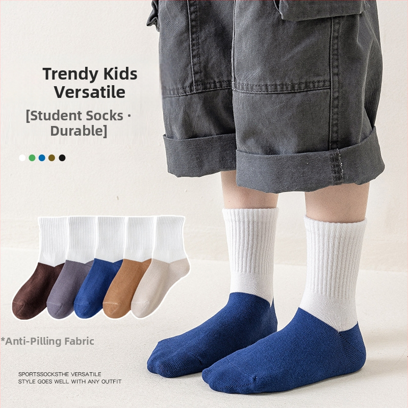 Laste poiste sokid kuni sääreni, puuvillased, hingavad, niiskust imavad, plokk-muster, 3–8 aastat