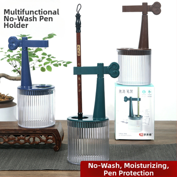 Daugiafunkcinis vienkartinis rašiklio laikiklis su anti-džiovinimo šepetėliu, drėkinanti rašiklis, kišenė su kilpa — plastikas, modelis 11, prekė: Tt/daily practice, logotipo spausdinimas, pritaikymas