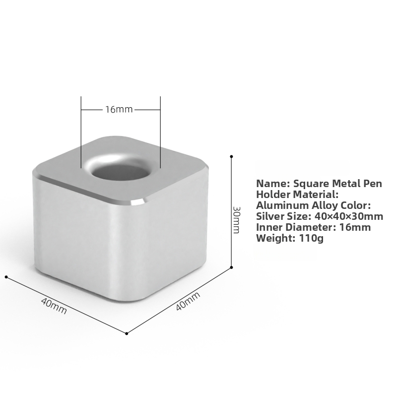 Pliiatsitops metallist alumiiniumist sulam, ruudukujuline kuju, logotüübi trükkimise võimalus, mudel P10*20, sobiv ärikingituseks.