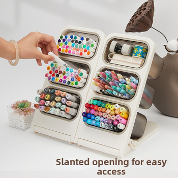 Touchmark Naji seeria - kallutatud pliiatsihoidja, plastikust ruudukujuline lauaorganisaator