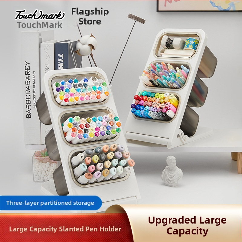 Touchmark Naji seeria - kallutatud pliiatsihoidja, plastikust ruudukujuline lauaorganisaator