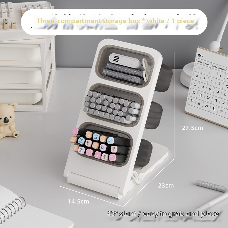 Touchmark Naji seeria - kallutatud pliiatsihoidja, plastikust ruudukujuline lauaorganisaator