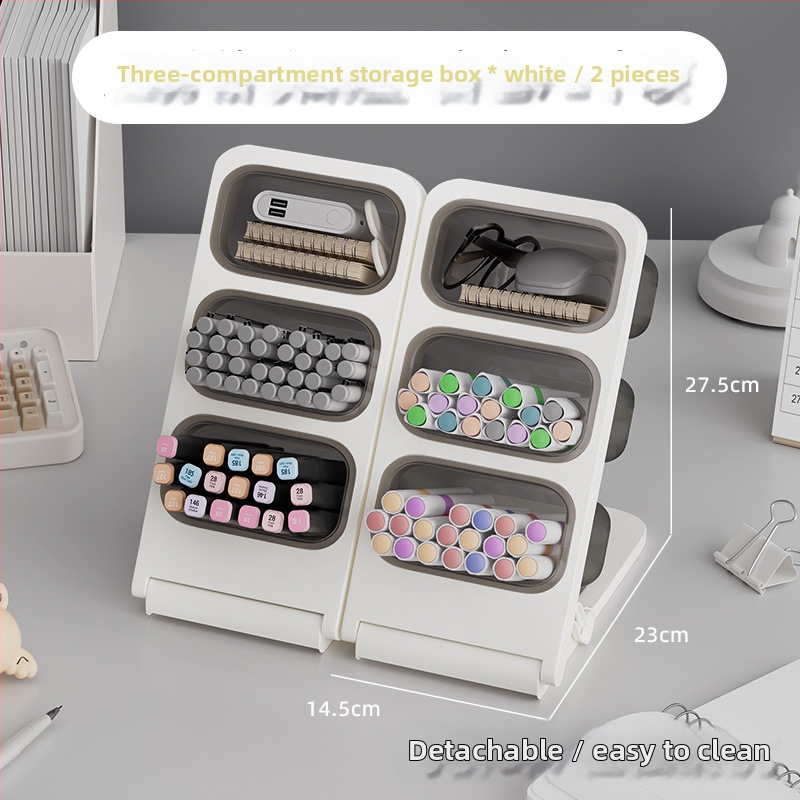 Touchmark Naji seeria - kallutatud pliiatsihoidja, plastikust ruudukujuline lauaorganisaator