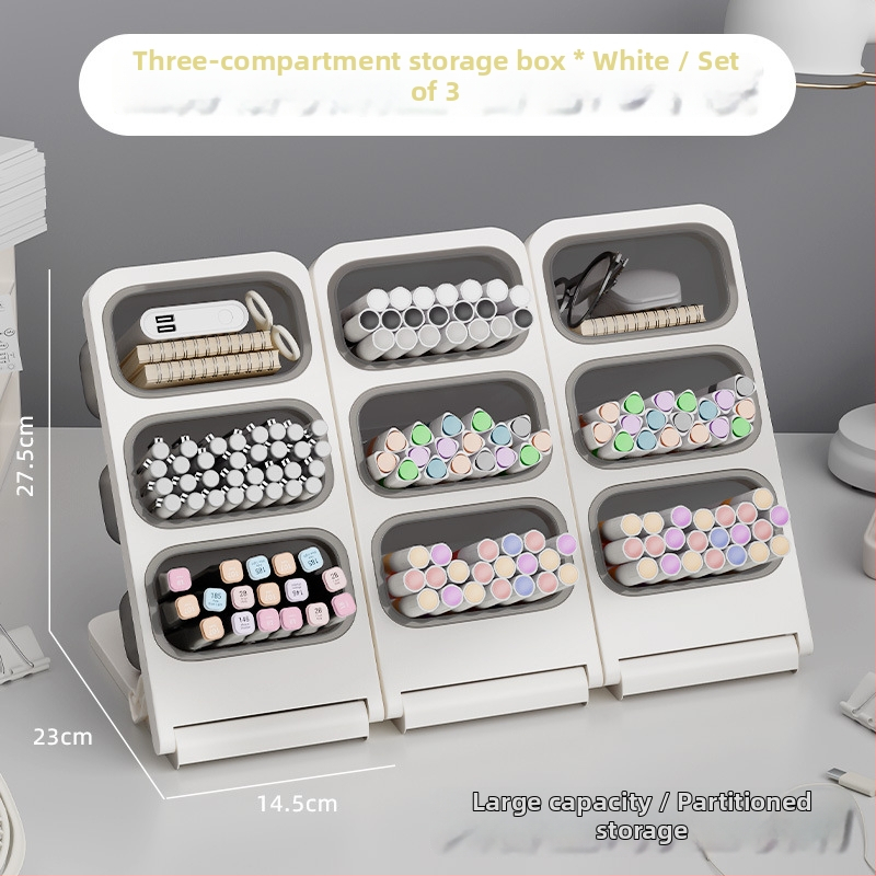 Touchmark Naji seeria - kallutatud pliiatsihoidja, plastikust ruudukujuline lauaorganisaator