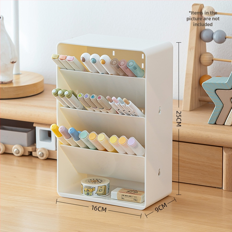 SD-3886 Ruutja plastist kirjutusvahendi hoidja kaldu läbipaistva disainiga – Suur maht, Mitmekülgne lauaorganisaator, Logo trükkimine, Kohandamine