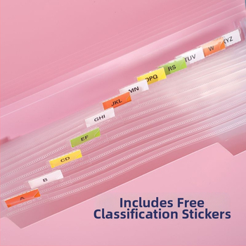 Akkordeono tipo failų organizatorius, 13 skyrių, PP plastikas, išorinis storis 0,5 mm / vidinis 0,12 mm, didelė talpa