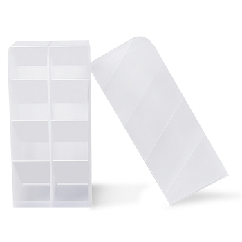 Keji K-511 пластмасова настолна поставка за моливи, квадратна форма, прозрачен многофункционален органайзер за канцеларски материали с наклонено вмъкване