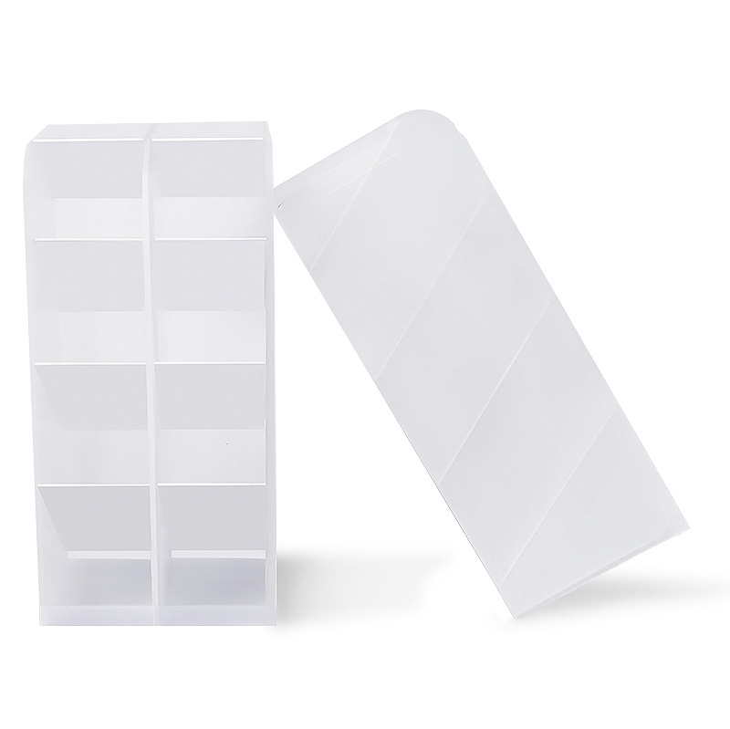 Keji K-511 пластмасова настолна поставка за моливи, квадратна форма, прозрачен многофункционален органайзер за канцеларски материали с наклонено вмъкване