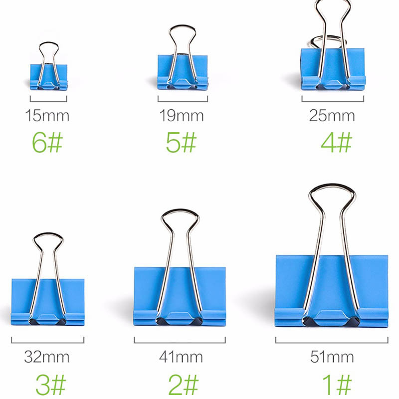 Щипки за папки Dehong метални DH0561-DH0566, опаковка в твърда тръба с винтов капак