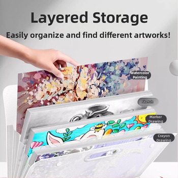 Meno darbų laikymo albumas, iš plastiko, modelis LZ-DCHC, prekės ženklas Good, 4 puslapiai, logotipo spausdinimas: Taip