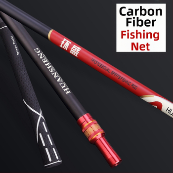 Süsinikkiust võrgupulk kalapüügi jaoks, kokkupandav, kahekordne kasutus, mitmest suunast pöörlemine