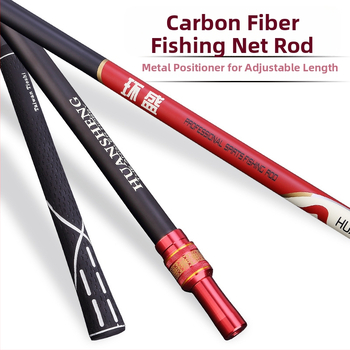 Süsinikkiust võrgupulk kalapüügi jaoks, kokkupandav, kahekordne kasutus, mitmest suunast pöörlemine