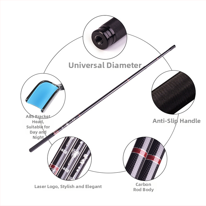 Anglies pluošto baterijų laikiklis žvejybai, daugiašalis sukimas, ne sulankstomas, anglies konstrukcija