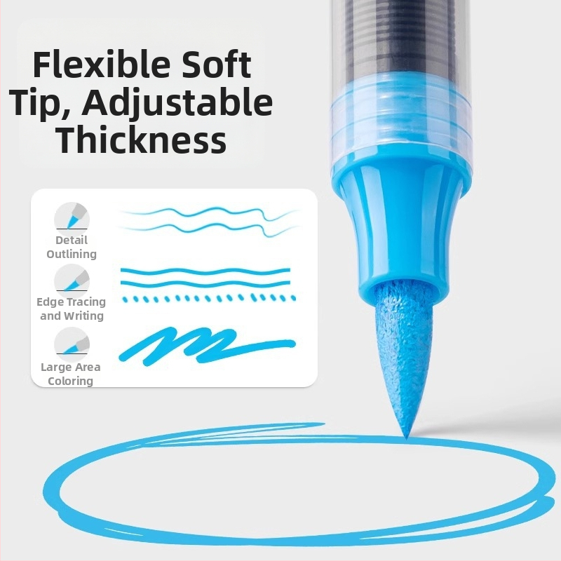 Deli otse vedela akrüülmarker, pehme otsaga, suure mahutavusega, õpilastele ja kunstile