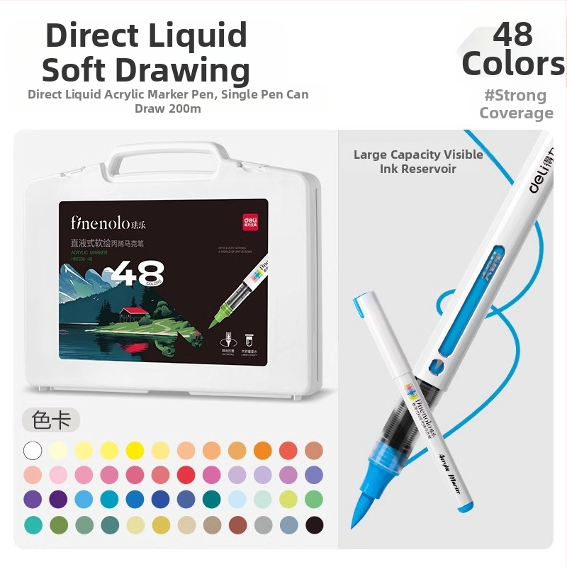 Deli otse vedela akrüülmarker, pehme otsaga, suure mahutavusega, õpilastele ja kunstile