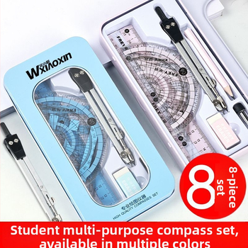 Daudzfunkcionālais kompassa un lineāla komplekts – pilns zīmēšanas rīku komplekts skolēniem, no sakausējuma materiāla