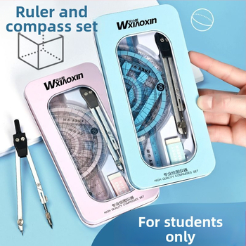 Daudzfunkcionālais kompassa un lineāla komplekts – pilns zīmēšanas rīku komplekts skolēniem, no sakausējuma materiāla