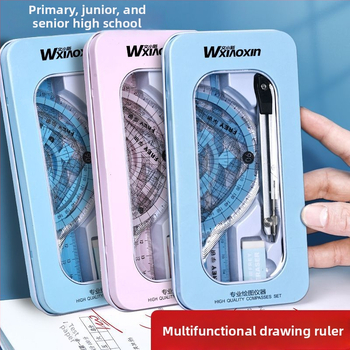 Daudzfunkcionālais kompassa un lineāla komplekts – pilns zīmēšanas rīku komplekts skolēniem, no sakausējuma materiāla
