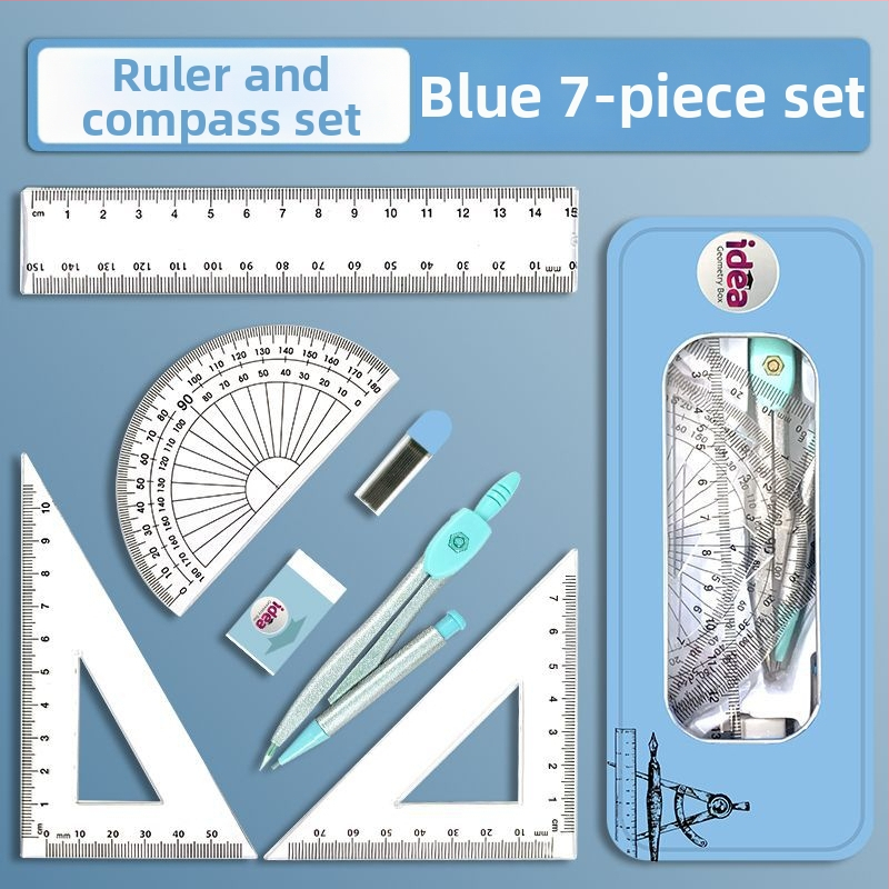Daudzfunkcionālais kompassa un lineāla komplekts – pilns zīmēšanas rīku komplekts skolēniem, no sakausējuma materiāla