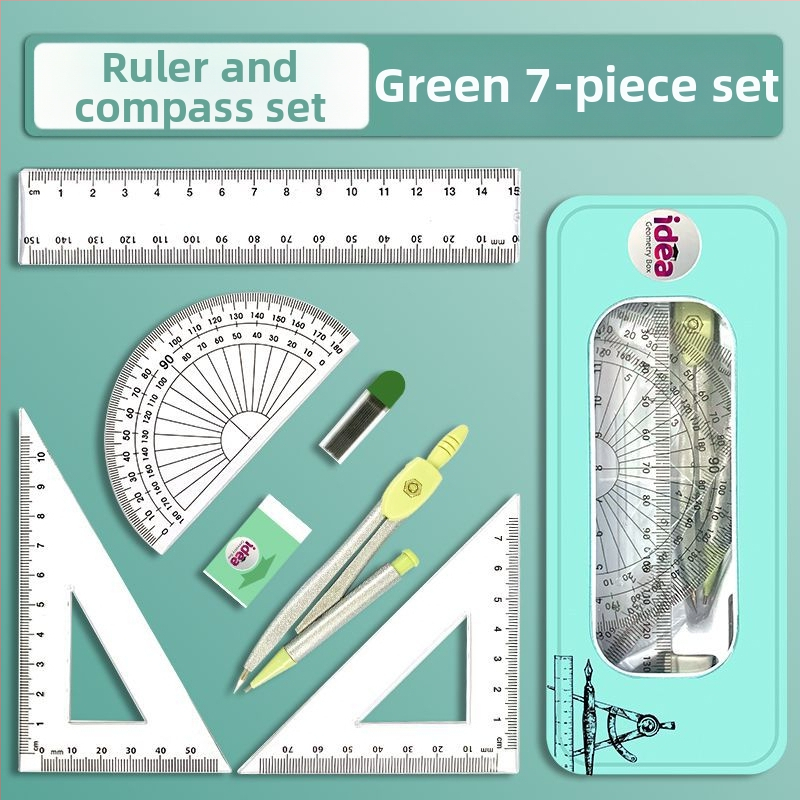 Daudzfunkcionālais kompassa un lineāla komplekts – pilns zīmēšanas rīku komplekts skolēniem, no sakausējuma materiāla