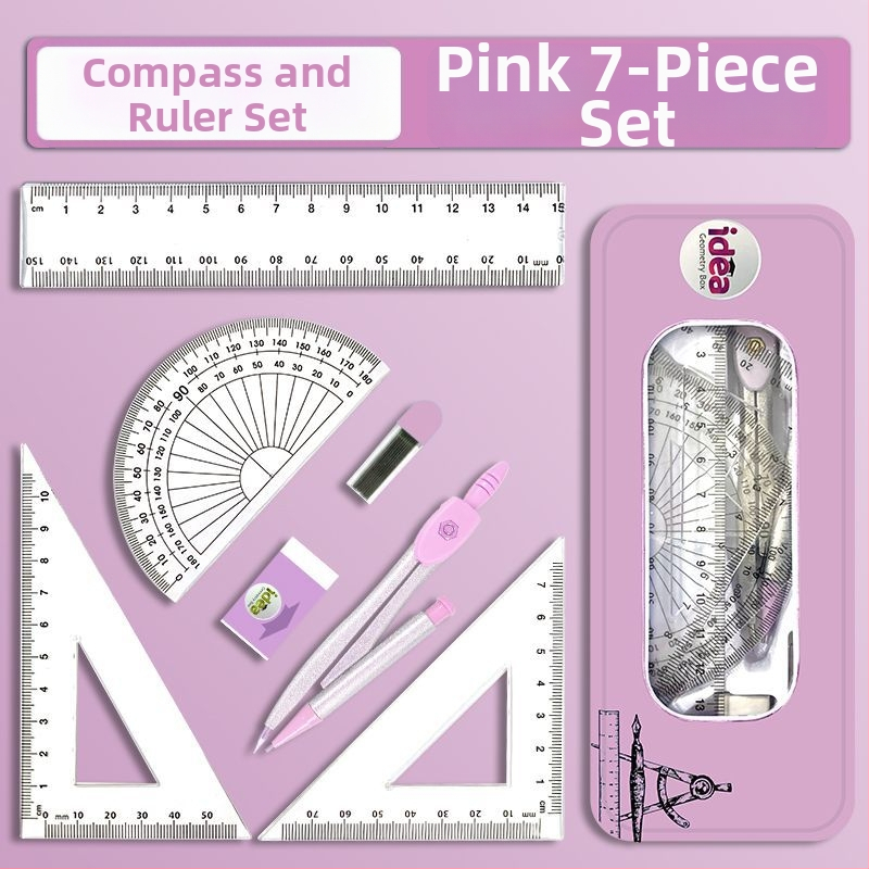 Daudzfunkcionālais kompassa un lineāla komplekts – pilns zīmēšanas rīku komplekts skolēniem, no sakausējuma materiāla
