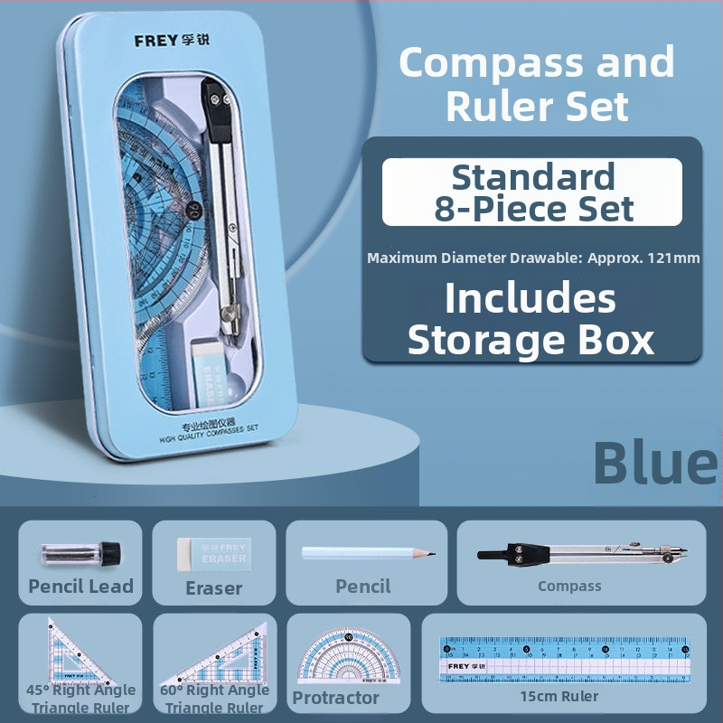 Daudzfunkcionālais kompassa un lineāla komplekts – pilns zīmēšanas rīku komplekts skolēniem, no sakausējuma materiāla