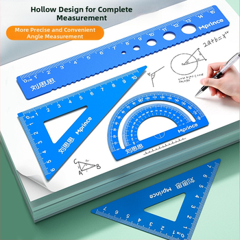 Cat Prince M1314-1 Universālais lineālu komplekts no alumīnija sakausējuma, 4 gab., iekļauj trijstūra lineālu un leņķmērītāju
