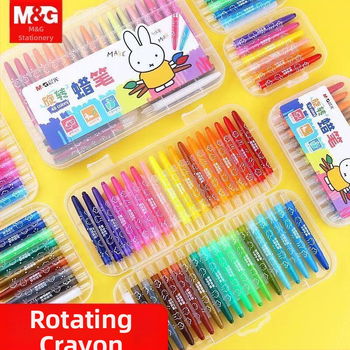 Morning Light pöörlev õlipastellide komplekt joonistamiseks X4323 ümmarguse tipuga plastikust korpus, täitevärvid 12/24/36