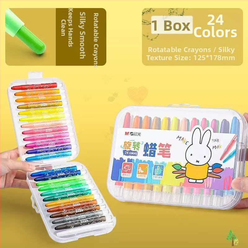 Morning Light pöörlev õlipastellide komplekt joonistamiseks X4323 ümmarguse tipuga plastikust korpus, täitevärvid 12/24/36