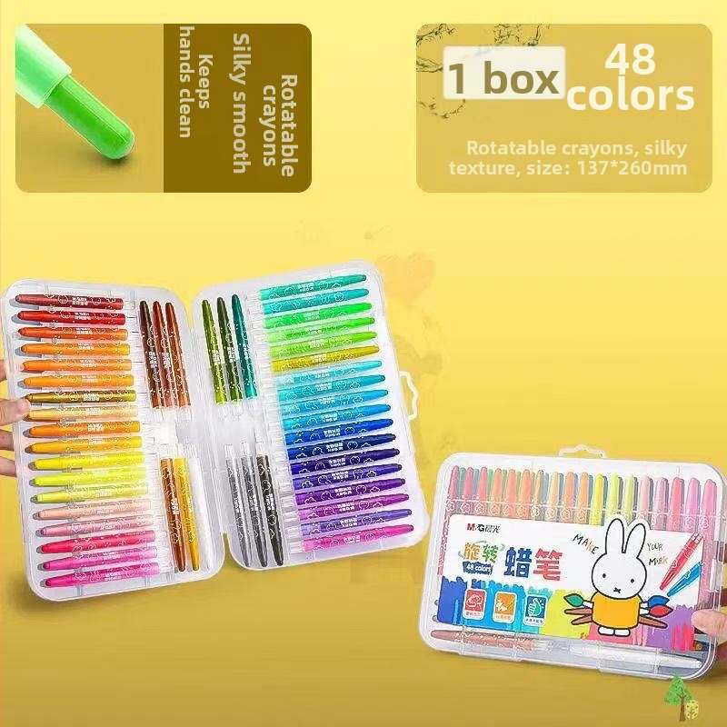 Morning Light pöörlev õlipastellide komplekt joonistamiseks X4323 ümmarguse tipuga plastikust korpus, täitevärvid 12/24/36