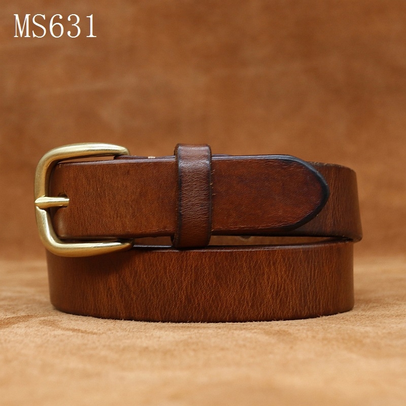 Valódi bőr öv réz csattal, tűcsattal, első réteg tehénbőrből, szélesség 2–4 cm