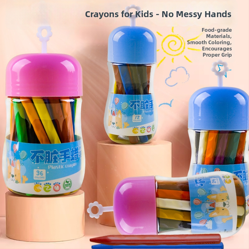 Plastmassa värvipliiatsid joonistamiseks — Qianhui ddlb, Non-dirty Hand seeria, silindriline pakk, pestav