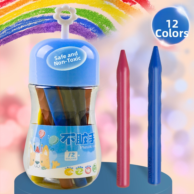 Plastmassa värvipliiatsid joonistamiseks — Qianhui ddlb, Non-dirty Hand seeria, silindriline pakk, pestav