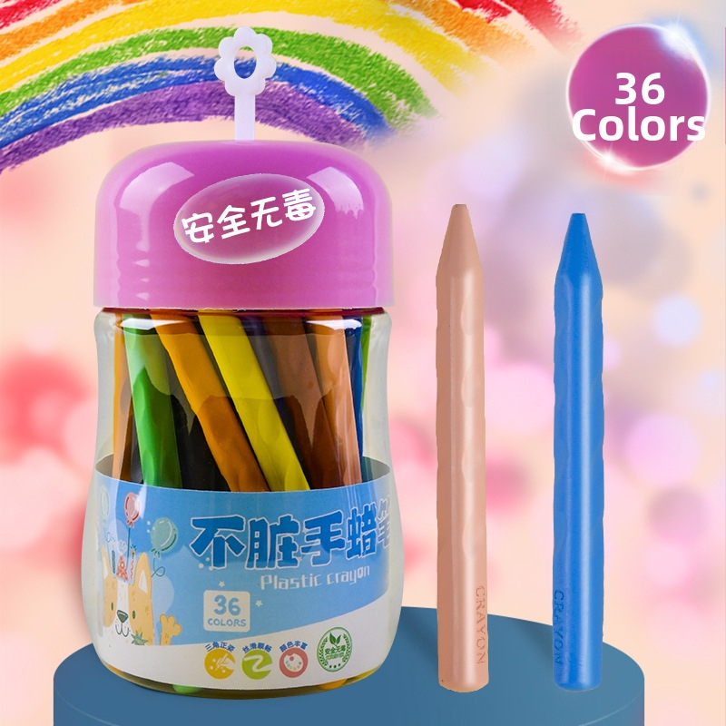 Plastmassa värvipliiatsid joonistamiseks — Qianhui ddlb, Non-dirty Hand seeria, silindriline pakk, pestav