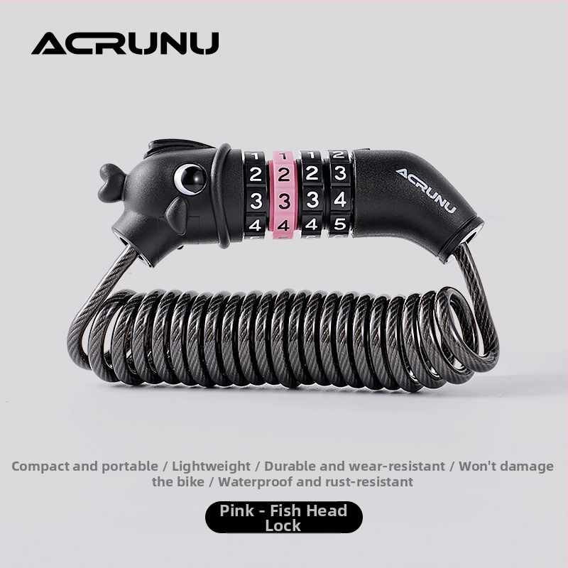 ACRUNU jalgratta paroolilukk terase kabeliga - kompaktne ja kaasaskantav; PVC + kõrge tugevusega terasest kabel; kaal 100 g; ei kriimusta värvi