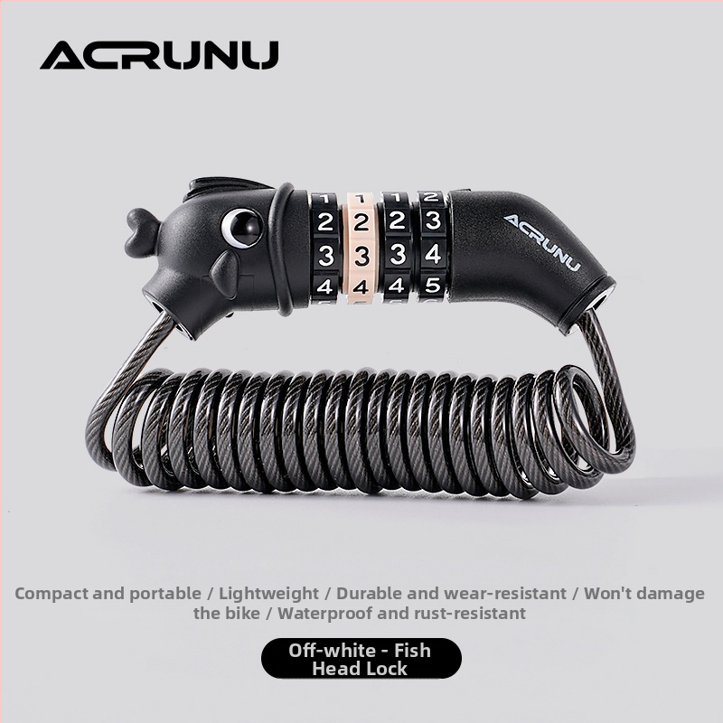 ACRUNU jalgratta paroolilukk terase kabeliga - kompaktne ja kaasaskantav; PVC + kõrge tugevusega terasest kabel; kaal 100 g; ei kriimusta värvi