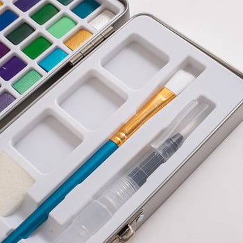 Ziyun Xuan ciets akvareļu komplekts metalā kastē, iesācējiem, pārnēsājami pigmentu blokos akvareļiem, sagatavots dāvanai
