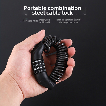 Kodo kabelių užraktas šalmams ir bagažui — skaitmeninis užraktas, cinko lydinio plieninis kabelis, Model Code Cable Lock, Šiuolaikinis minimalistinis stilius