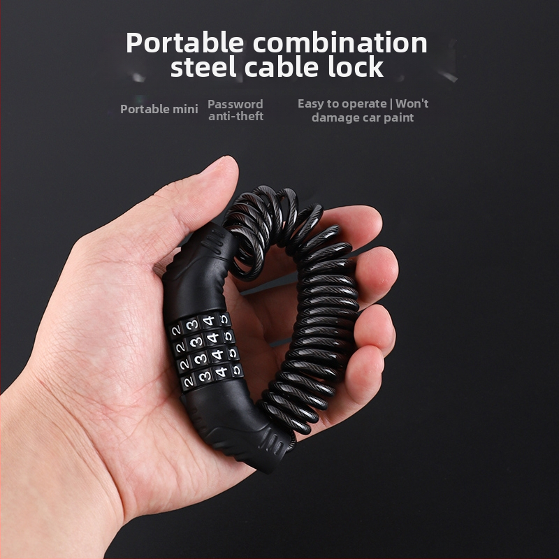 Kodo kabelių užraktas šalmams ir bagažui — skaitmeninis užraktas, cinko lydinio plieninis kabelis, Model Code Cable Lock, Šiuolaikinis minimalistinis stilius